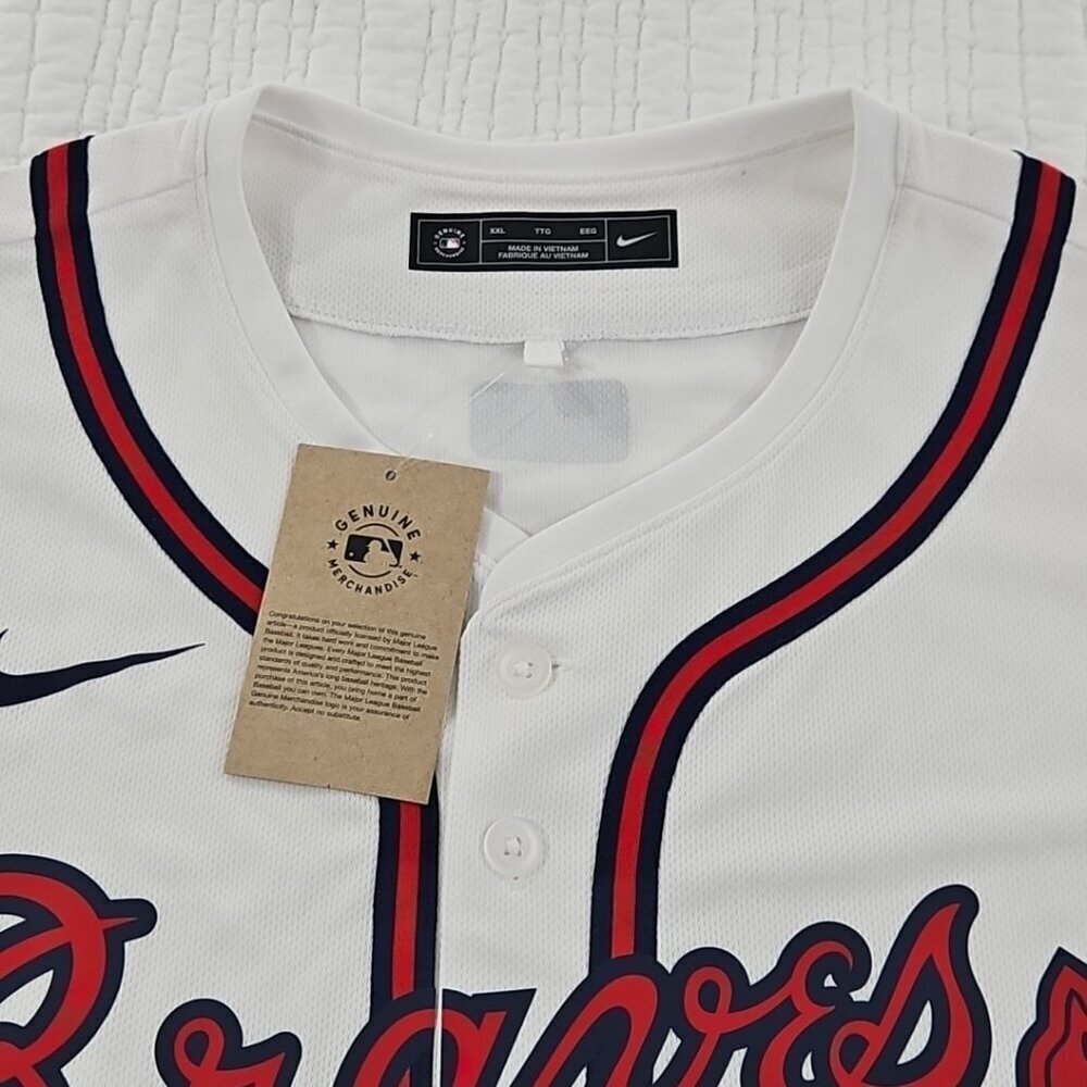 NEW Nike Atlanta Braves MLB Baseball Jersey Men’s XXL White Red Blue NWT - Picture 8 of 16